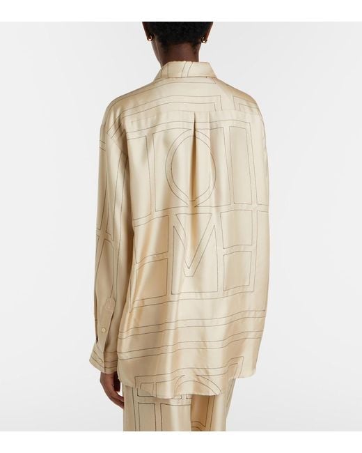 Totême Natural Embroidered Silk Satin Shirt