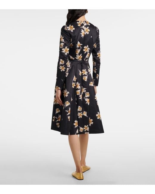 Robe Midi Uccellina En Satin A Fleurs Emilia Wickstead en coloris Black