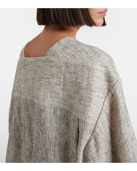 The Row Gray Hamza Linen And Silk Top
