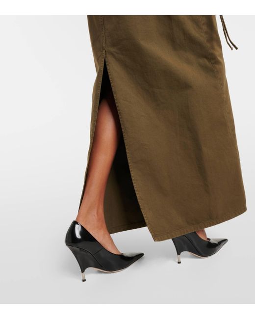 Blumarine Green Denim Cargo Maxi Skirt
