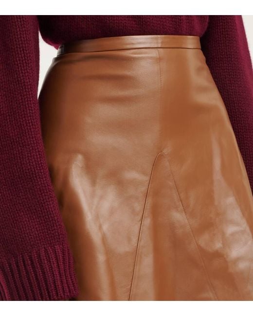FFORME Brown Selina Leather Midi Skirt