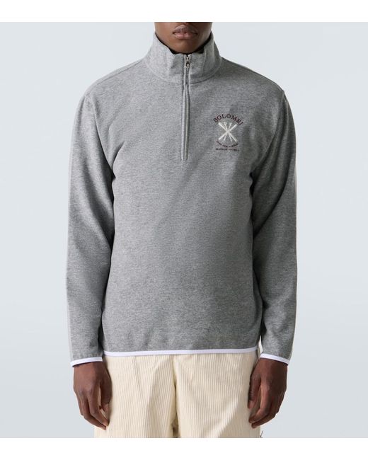 Brunello Cucinelli Gray Cashmere And Cotton-Blend Half-Zip Sweatshirt for men