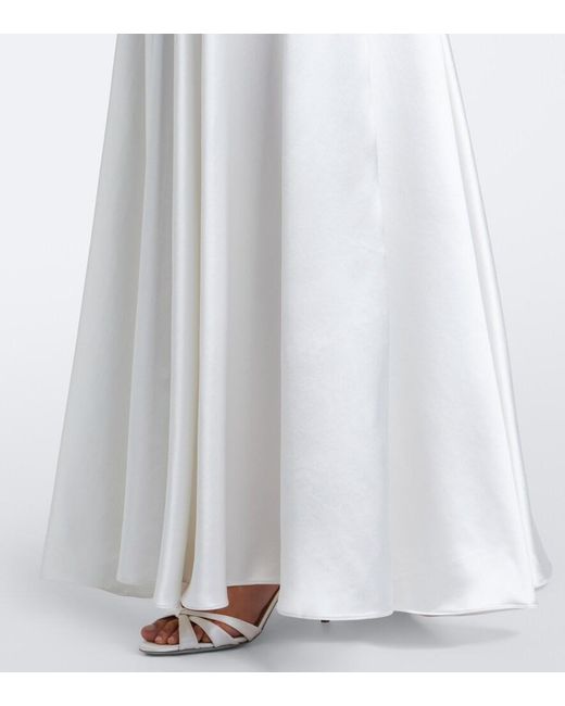 La Fuori White Embellished Embroidered Silk Gown