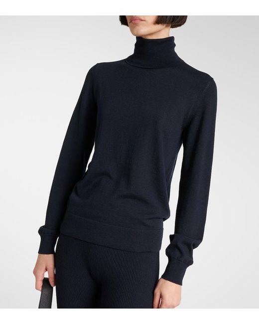 Loro Piana Blue Neo Piuma Cashmere Turtleneck Top