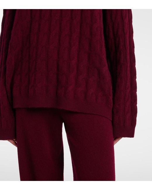 Lisa Yang Purple Seymour Cable-Knit Cashmere Sweater