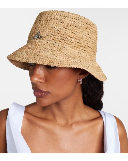 Vivienne Westwood Natural Orb Raffia Bucket Hat