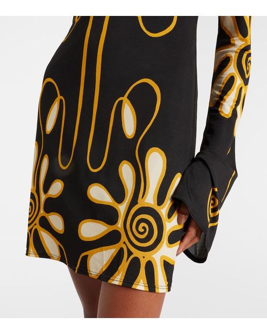 Cala De La Cruz Black Maisha Printed Jersey Minidress
