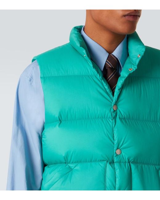 Auralee Green Quilted Down Vest for men