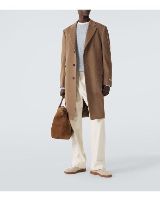 Canali Brown Single-Breasted Wool Coat for men