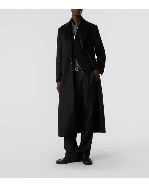 Saman Amel Black Wool And Cashmere Overcoat for men