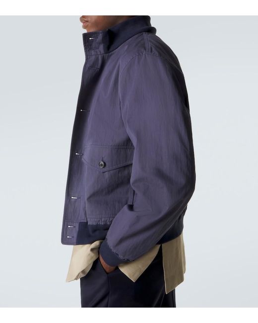 Dunhill Blue Cotton-Blend Twill Bomber Jacket for men