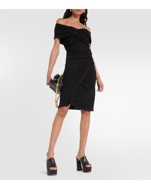 Diane von Furstenberg Black Off-Shoulder Jersey Minidress