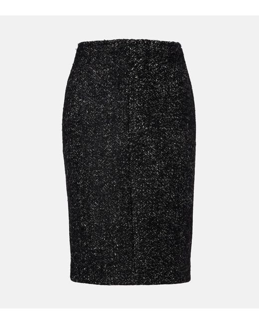 The Row Black Malva Wool Midi Skirt