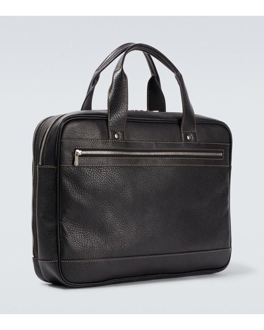 Brunello Cucinelli Black Leather Briefcase for men