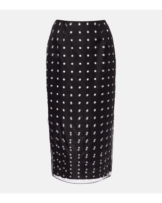 Emilia Wickstead Black Bethan Polka-Dot Silk Taffeta Pencil Skirt