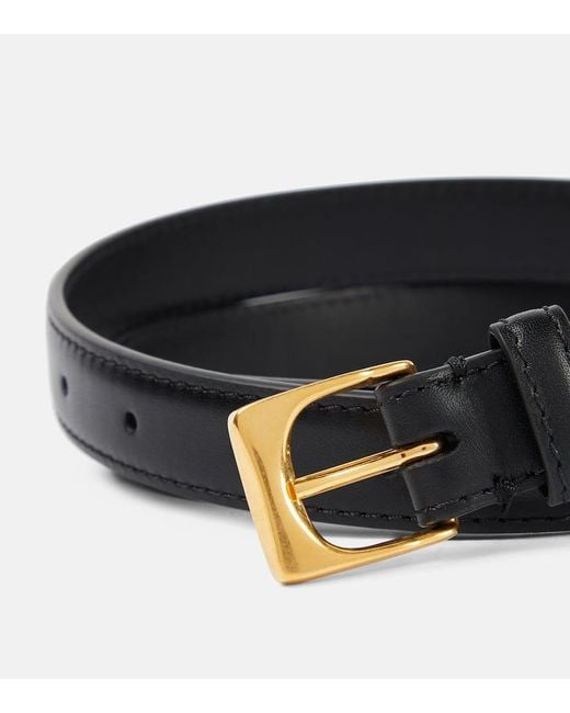 The Row Black Slim Leather Belt