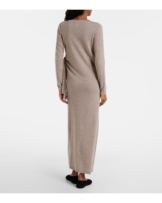 Jardin Des Orangers Natural Gathered Wool And Cashmere Midi Dress