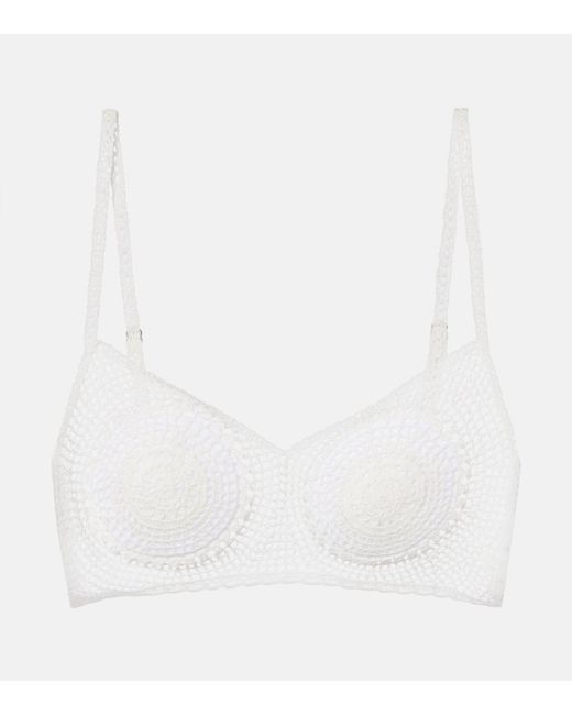 Magda Butrym White Crochet Cotton Bra