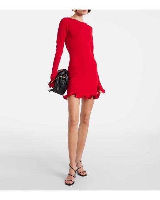 SAME Red Ruffled Knitted Minidress