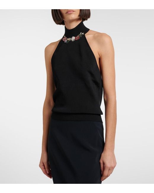 Givenchy Black Embellished Halterneck Top