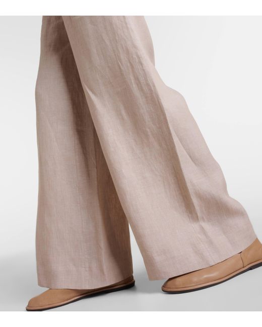 Loro Piana Natural Graysen Linen Wide-leg Pants