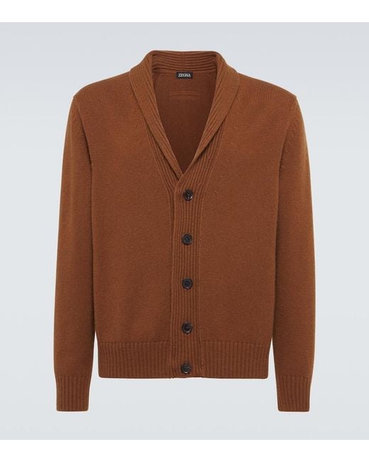 Zegna Brown Cashmere And Mohair Cardigan for men