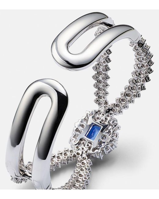 YEPREM Metallic Reign Supreme 18Kt Cuff Bracelet With Diamonds And Sapphire
