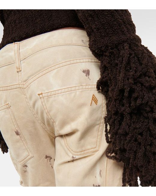 The Attico Natural Low-Rise Denim Cargo Pants