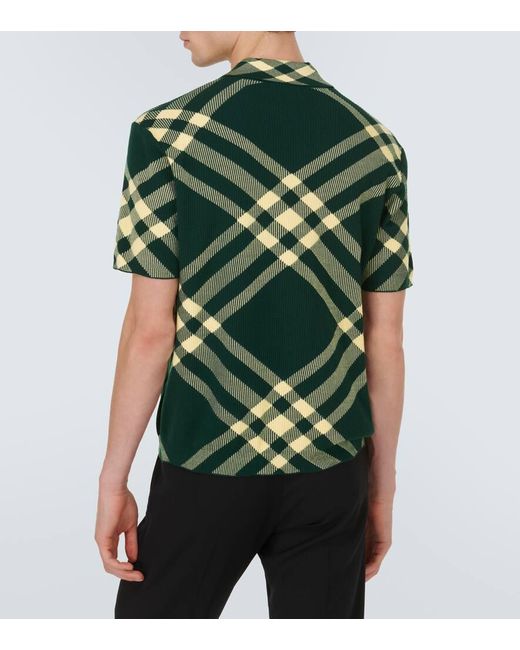 Polo de mezcla de lana a cuadros Burberry de hombre de color Green