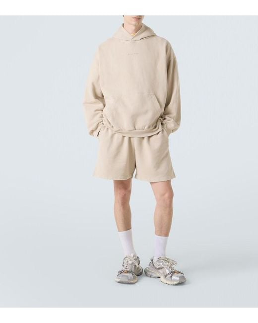 Balenciaga Natural Logo Cotton Fleece Hoodie for men
