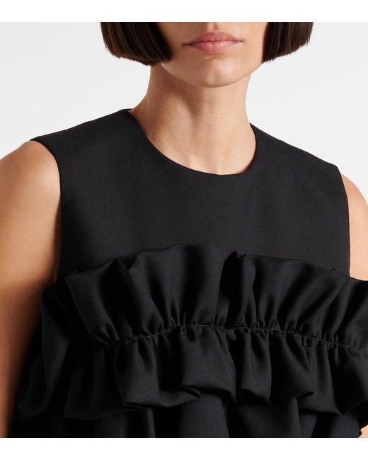Noir Kei Ninomiya Black Ruffled Wool Top