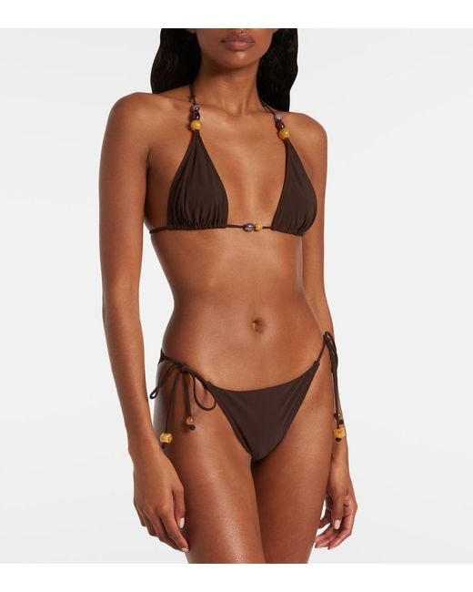 Tory Burch Natural Beaded Bikini Bottoms