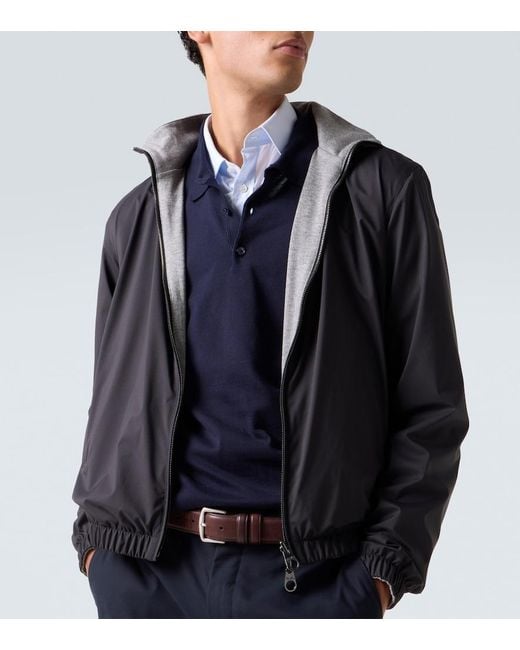 Loro Piana Black Reversible Cashmere Bomber Jacket for men