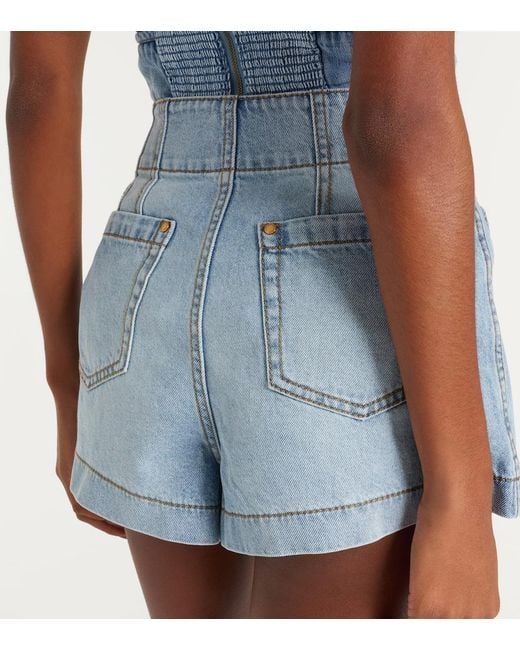 Zimmermann Blue Wanderlust Denim Shorts