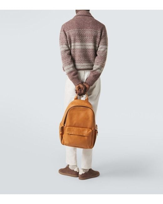 Brunello Cucinelli Natural Leather Backpack for men