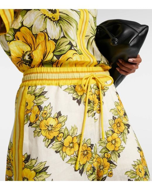 ALÉMAIS Yellow Gisela Floral-Print Trousers