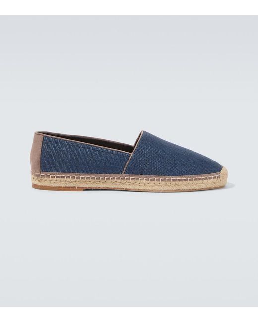 Brunello Cucinelli Blue Suede-Trimmed Canvas Espadrilles for men