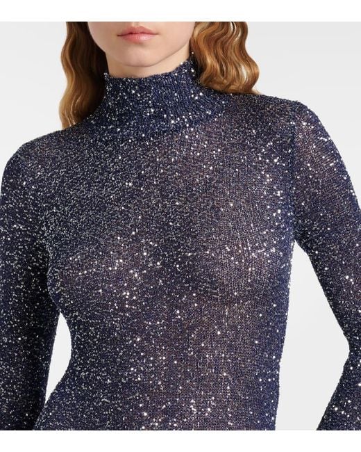 Balenciaga Blue Sequin Rollneck Maxi Dress