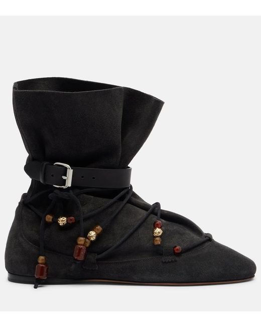 Isabel Marant Black Letiz Suede Ankle Boots