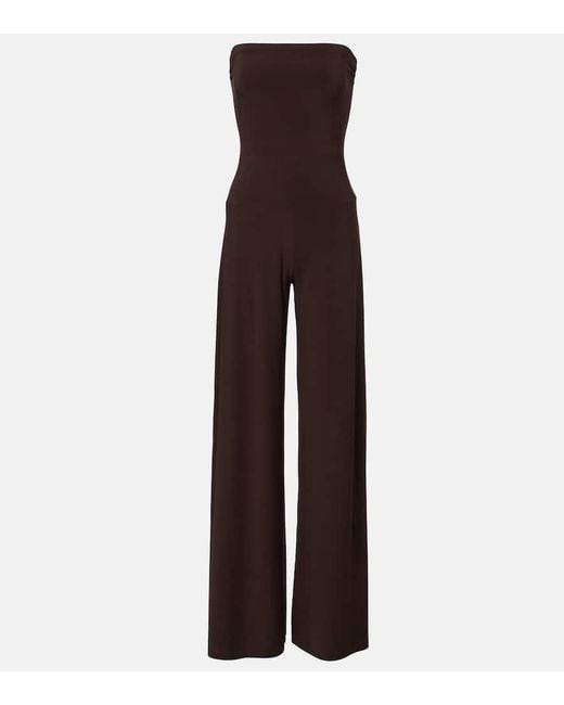 Norma Kamali Purple Strapless Jersey Jumpsuit