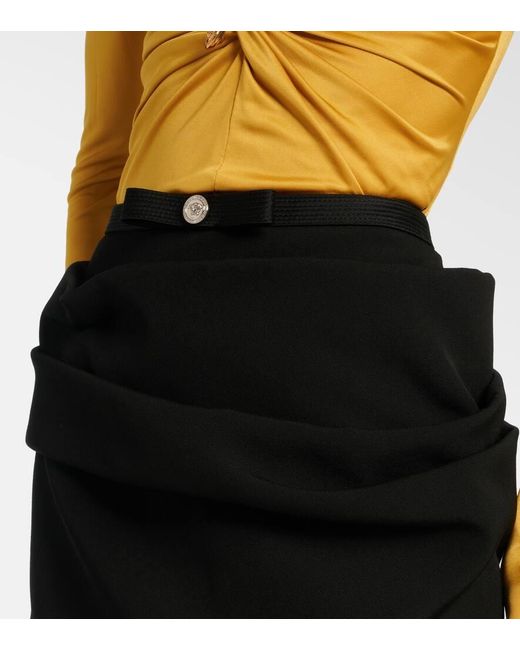 Minifalda De Gabardina De Lana Virgen Versace de color Black