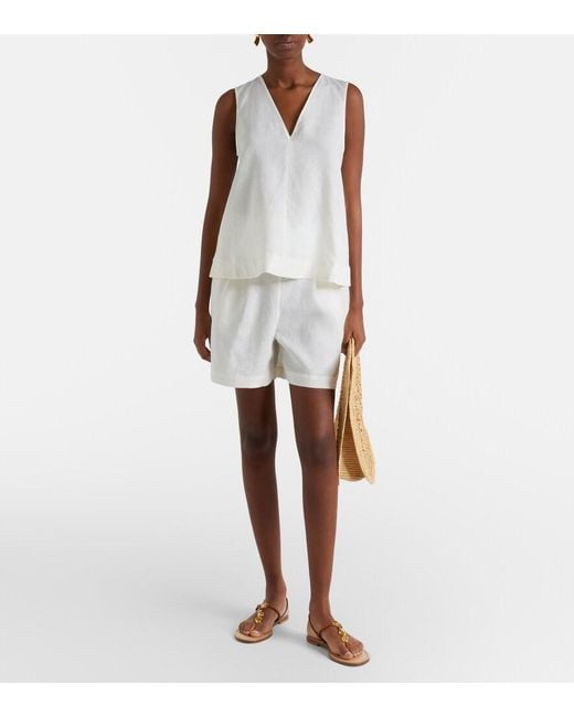 Asceno White Linen Shorts