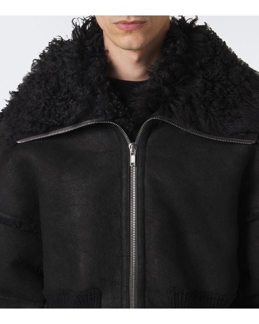 Rick Owens Black Flight Cropped Leather Jacket for men