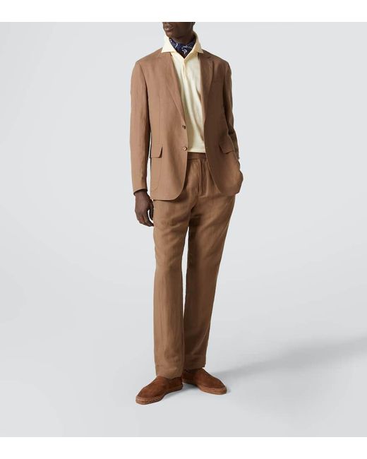 Ralph Lauren Brown Single-Breasted Silk And Linen Blazer for men