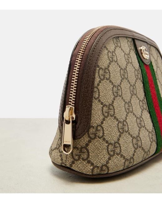 Gucci Green Ophidia Small Leather-Trimmed Makeup Bag
