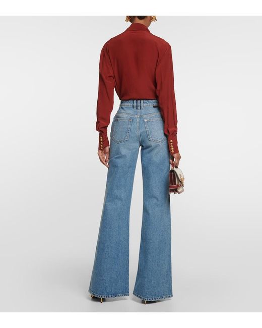Balmain Blue High-Rise Flared Jeans