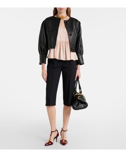 Chloé Black Virgin Wool Crepe Capri Pants