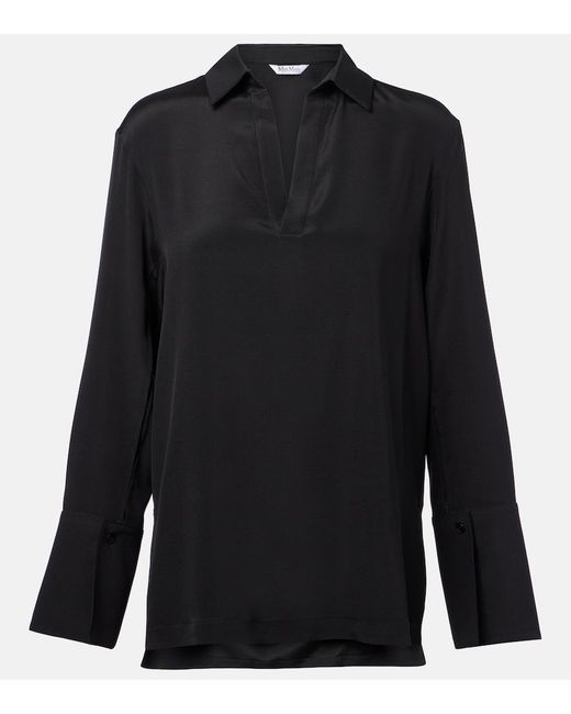 Max Mara Black Dover Silk-Blend Cady Blouse
