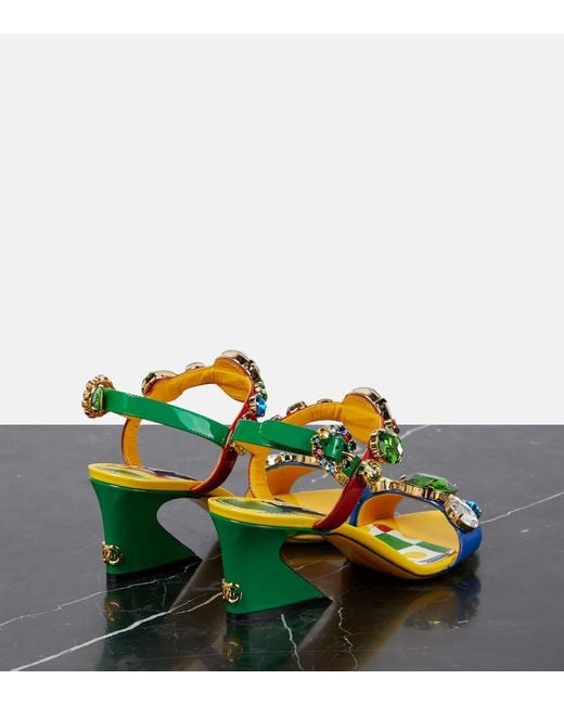 Sandalias Keira de charol adornadas Dolce & Gabbana de color Green