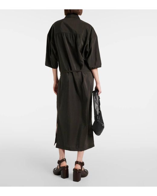 Lemaire Black Gathered Silk-blend Shirt Dress